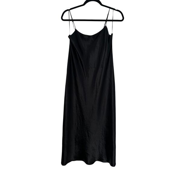 Vince Satin Slip Dress Womens Size Small Black Sleeveless Midi Lingerie Negligee - Picture 1 of 11